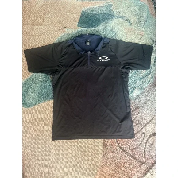 Oakley Enhance Mock 9.0 Men XL Short Sleeve 1/4 Zip Performance fit Shirt Black - Picture 3 of 4